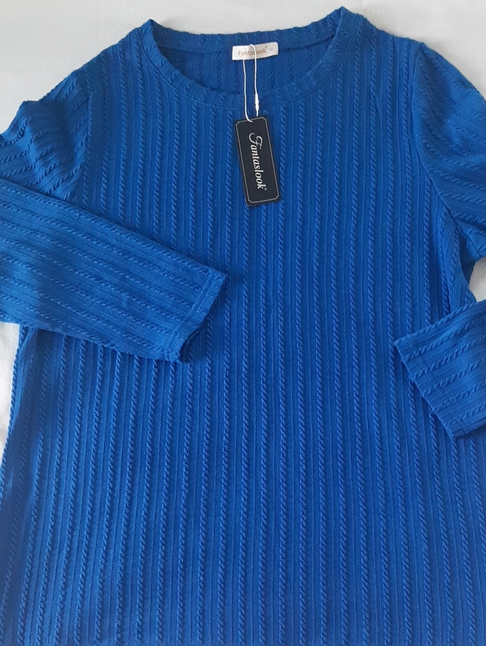 Fantaslook XL Crew Neck Textured Lightweight Sweater Colbalt Royal Blue NWT